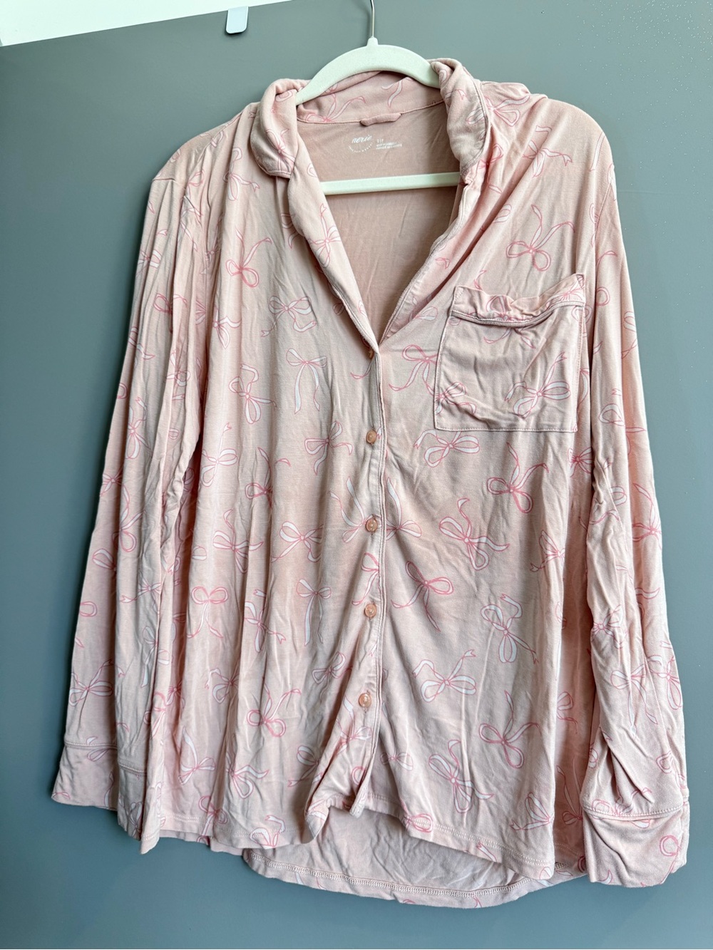 Aerie Women’s Dusty Pink Bow-Print Pajama Set